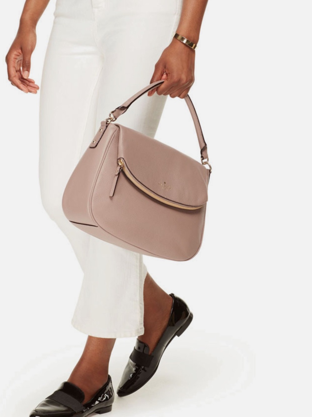 NWOT Kate Spade CLASSIC Taupe Pebbled Leather Shoulder Bag